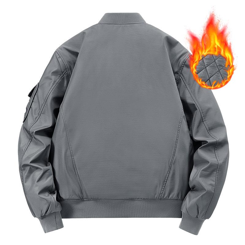 Fleece thickened baseball jersey men's autumn and winter double-sided jacket casual cotton-padded jacket