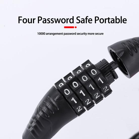 Bicycle Lock High Strength Rust-proof Sturdy Construction Four-digit Easy to Carry Anti-theft Zinc