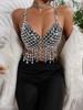 Handmade Festival Bra Women Acrylic Crystal Bikini Top Body Chain Jewelry Harness Lady Fringe Gemstone Bralette