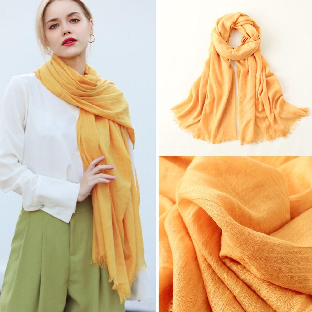Solid Color Scarf Sun Protection Wrap Hijab Summer Pashmina Women Men