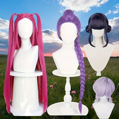 Demon Hunters Costume Rumi Wigs Cosplay Kids Anime Mira Zoey Costume Wigs for Women Men Purple Braid Wig Halloween Cosplay Prop