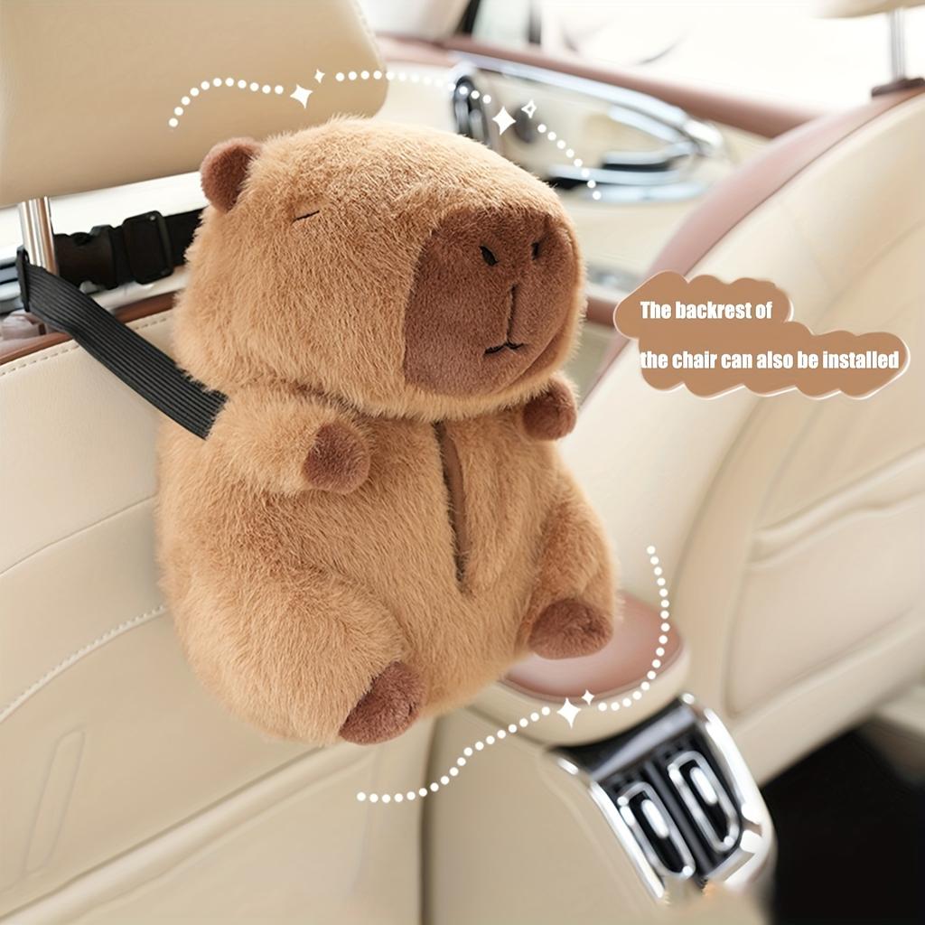 Capybara Auto-Taschentuchbox Niedliche Plüsch-Auto-Armlehnenbox Papierbox Multifunktionale Hängende Taschentuchbox