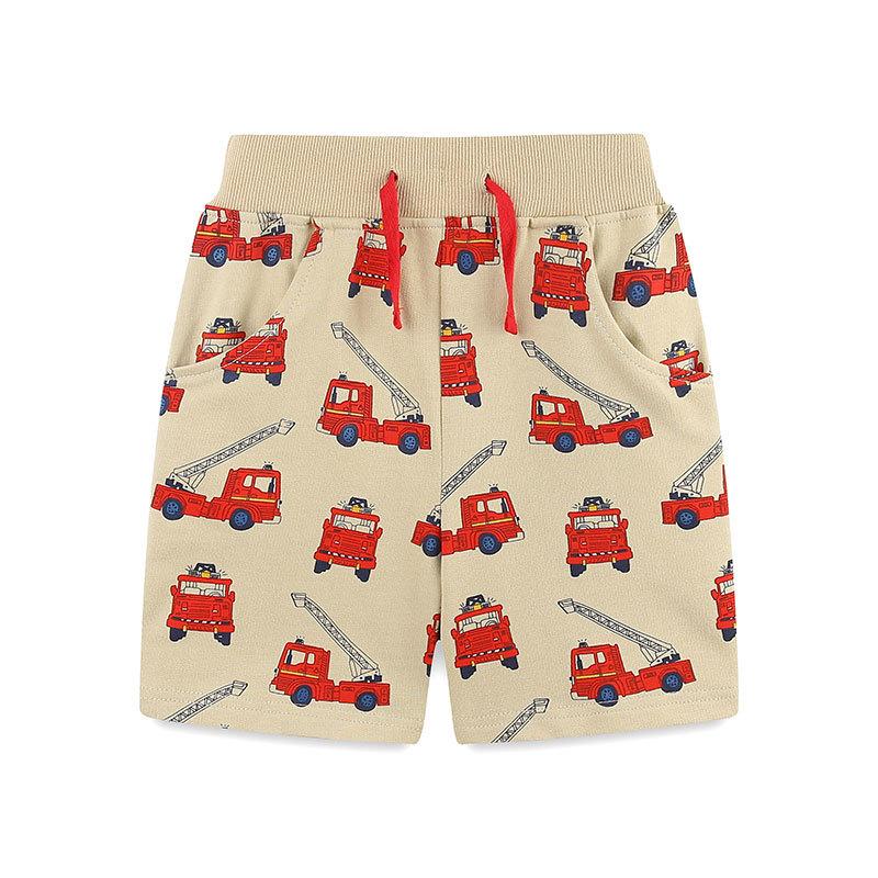Summer new boys  sweatpants fashion car printing children s five-point pants knitted cotton children s pants 2Y(90cm)