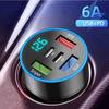 250W 5 Ports Car Charger PD QC3.0 USB C Car Phone Charger Type C Fast Charging Adapter In Car For iPhone Samsung Huawei Xiaomi
