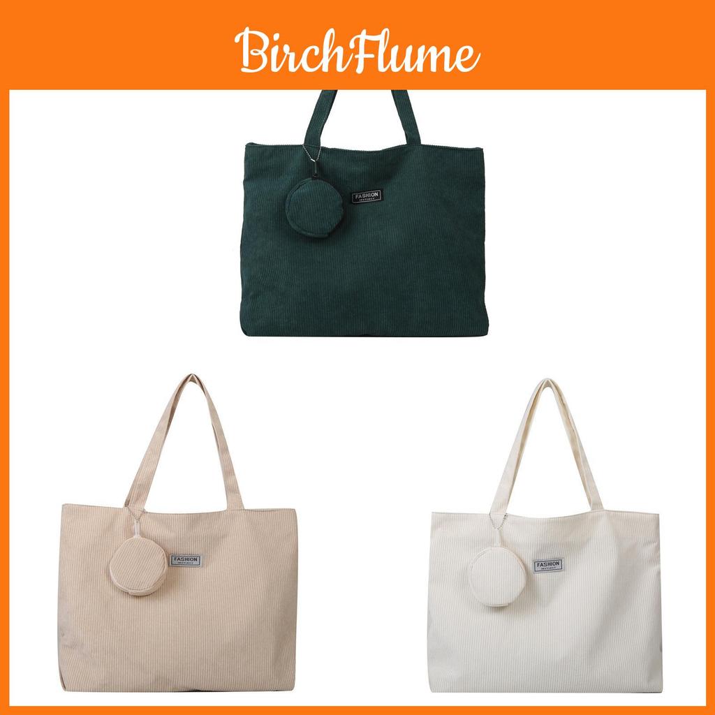Corduroy Tote Bag For Women With Large Capacity And Zipper Closure For Daily Use
