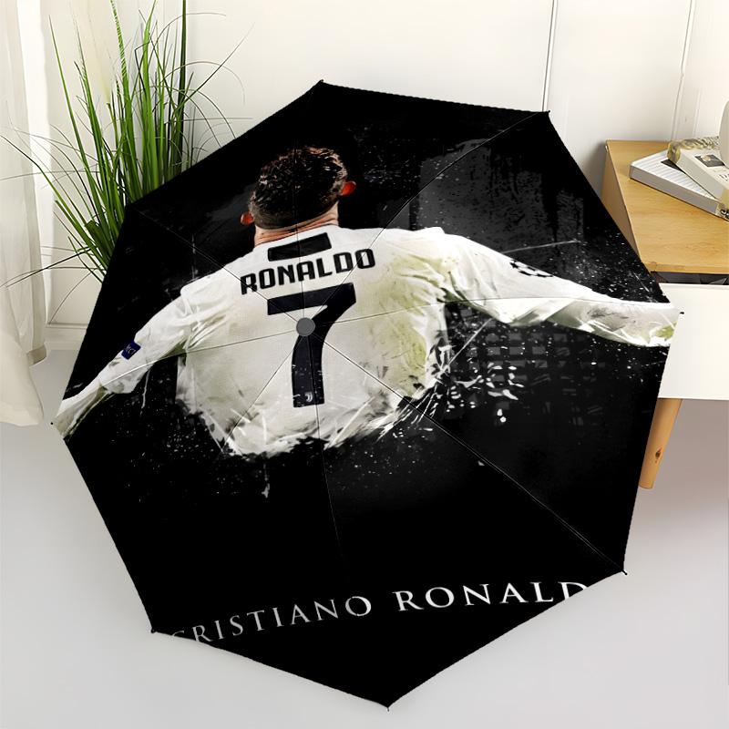 Ronaldo's Legacy Football Portable Automatic Umbrella Retractable Design with 8-Rib Durability Sturdy Construction Travel Essential Stylish Accessory