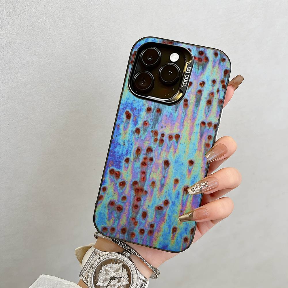 

Retro Industrial Style Rusty Phone Case For iPhone 17,16,15,14,13,12,11 Plus,Pro Max,XS,Colorful Silver Phone case Funda Cover iPhone12