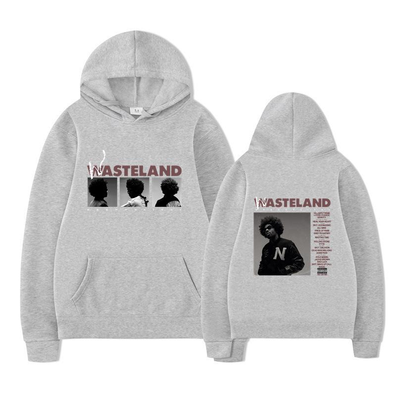 Unisex Schwarzer Hoodie Doppelseitiger Albumcover Grafikdruck Pullover Sweatshirt Streetwear
