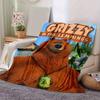 1 Stück, Grizzy & Die Lemminge, Gemütliche Wohnkultur-Decke, Perfekt für Sofa, Bett, Reisen, Camping, Auto, Strand, Büro-Nickerchen, Weicher Überwurf mit Nationalpark-Ra