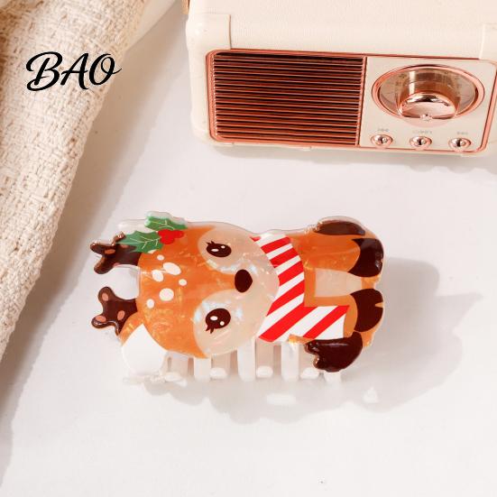 Exquisite Gift for Friends Christmas Hair Claw Clip Women, Acrylic Festive Accessories with Elk Santa Snowflake Durable Clips Patterns, Non