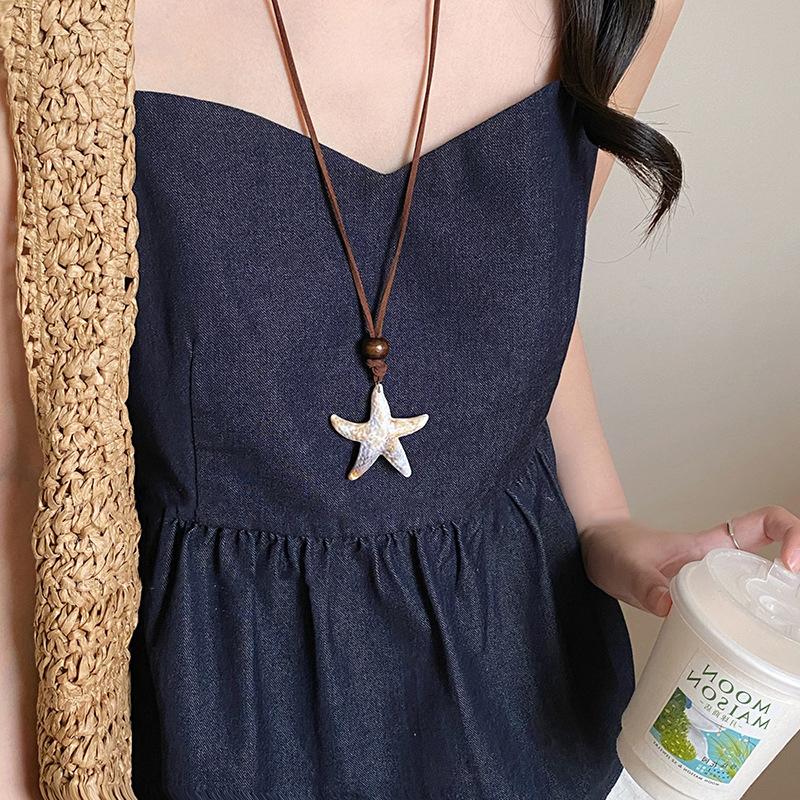 Ethnic Style Bodhi Flower Necklace For Women Girls Long Woven Flower Sweater Chain  Jewelry Accessories Birthday Gifts