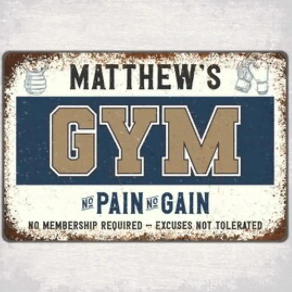 

CUSTOM Personalized Gym Metal Sign | No Pain No Gain Wall Plaque for Home Fitness Decor 20x30cm（7.8x11.8inch）