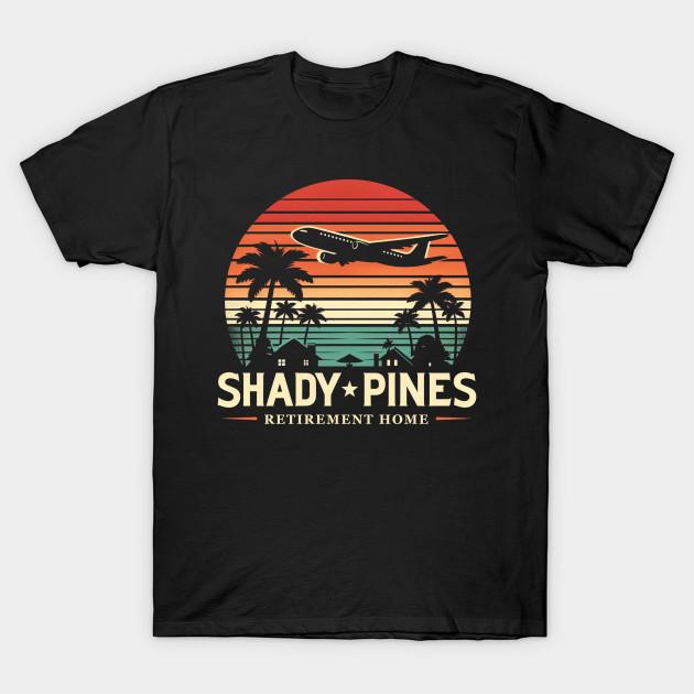 

Men Black Print T-shirt Shady Pines Retirement Home Vintage Retro Sunset No-Cut Transfer Paper Print Cotton Tshirt 2XL чорний