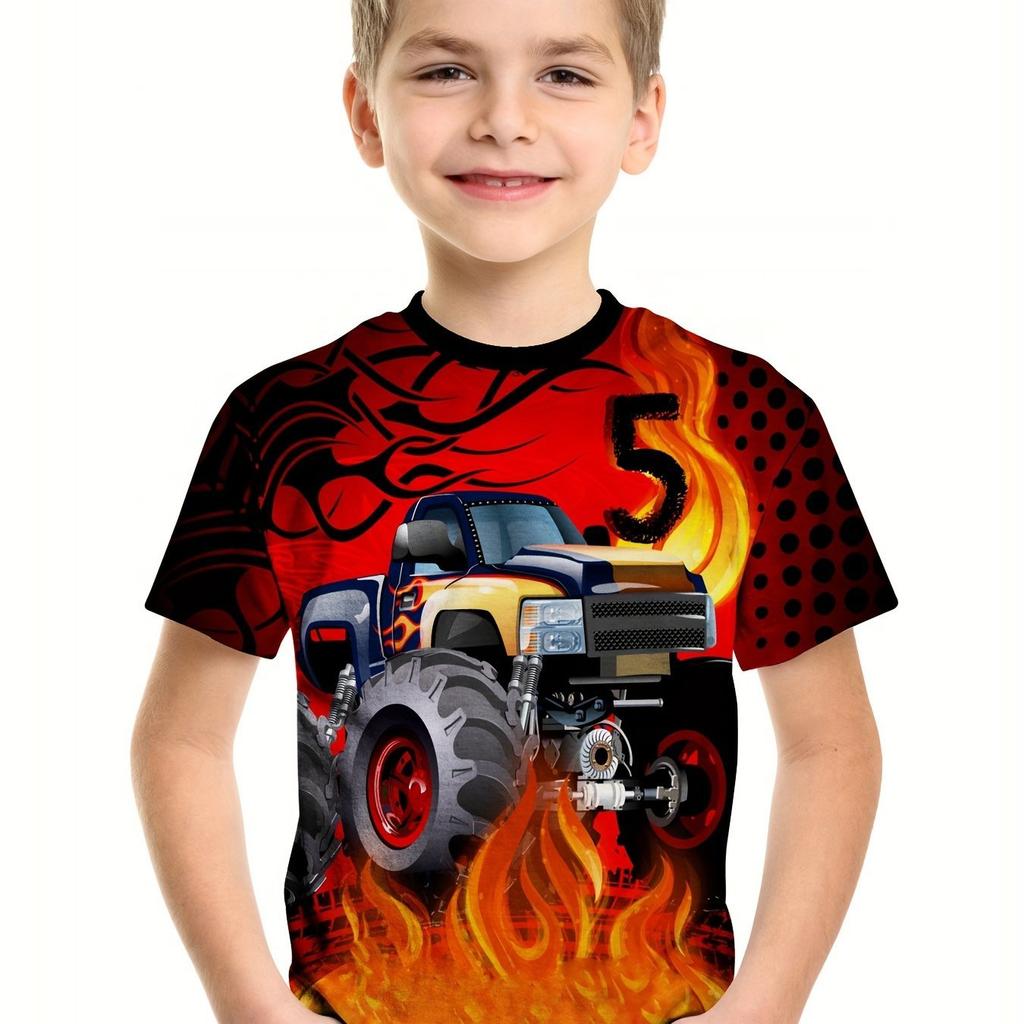 Sommer Kinderkleidung Motorrad Kinder T-Shirt 3D Druck Kurzarm Jungen Mädchen Lockere Oberteile Streetwear