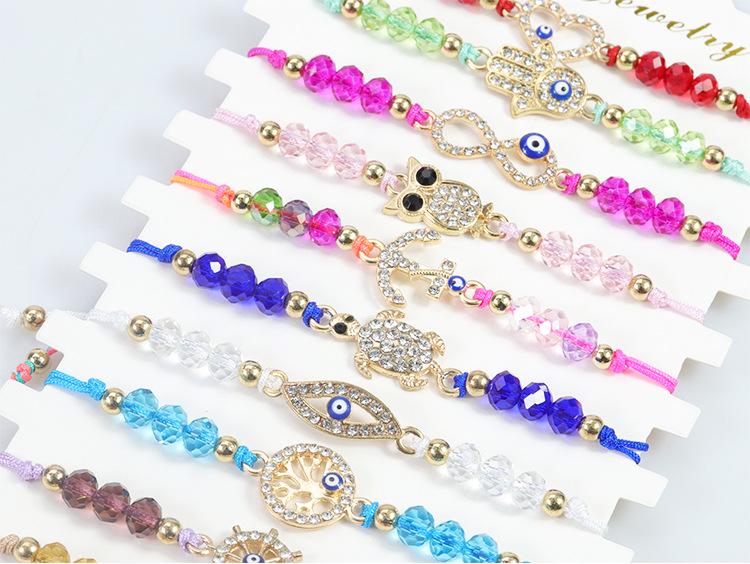 Bohemian Hand-woven Colorful Seed Bead Adjustable Bracelet with Rhinestone Connector