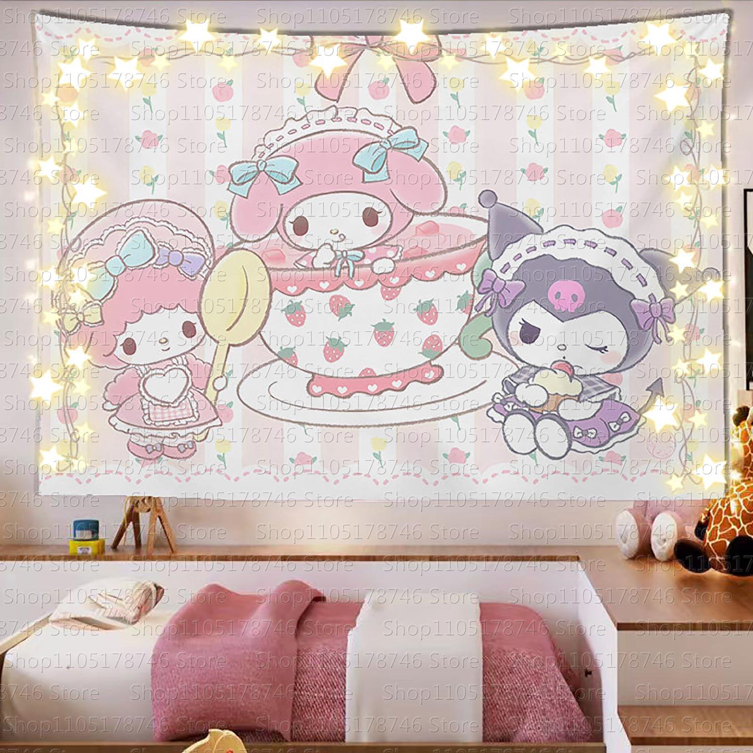 

Sanrio Mikko Cute Cartoon Background Cloth Ins Style Room Decoration Tapestry Dormitory Rental Room Decoration Hanging Cloth 74x94cm(29x37in)