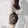 Night Club Sexy Wear Sexy Hot See Through Micro Pencil Skirt Fashion New Lace Black Wrap Hip Mini Skirts Pleated LongClothing for Women