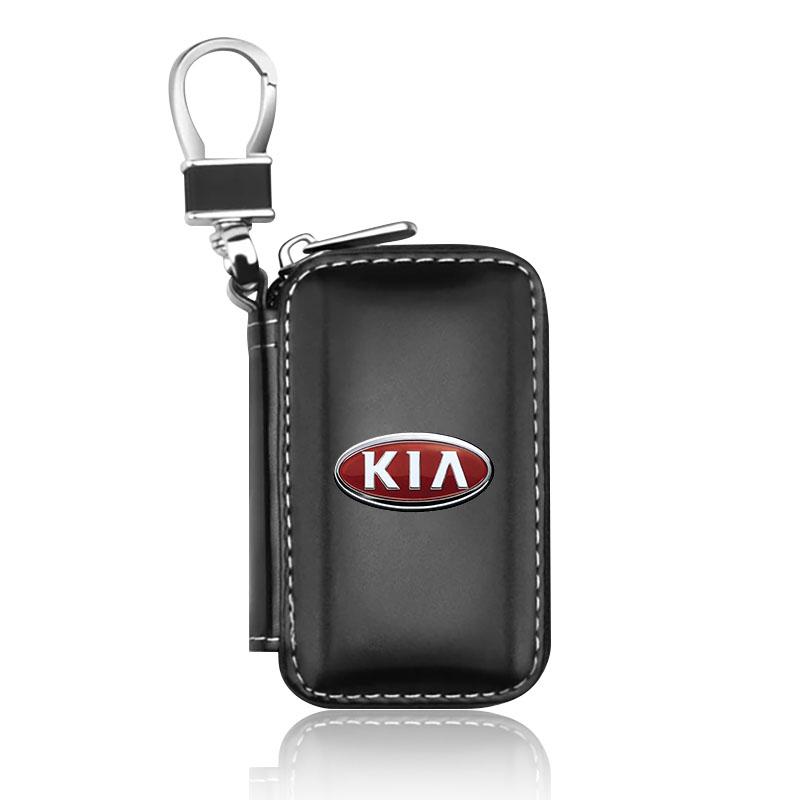 1Pcs 2025 Fashion New Leather Emblem Car Key Case Keychain Zipper Key Case Bag For KIA K5 K9 Sorento Ceed Sportage Carnival Stinger Forte Niro Cadenza