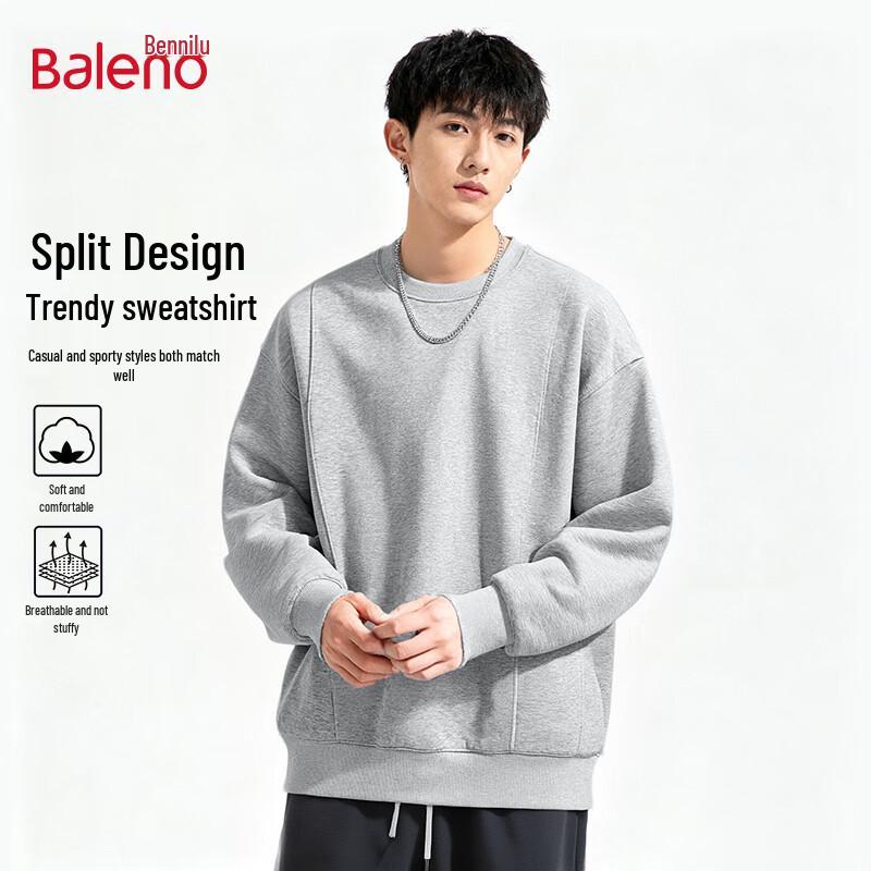 Baleno Herren Schweres Locker Geschnittenes Rundhals-Sweatshirt