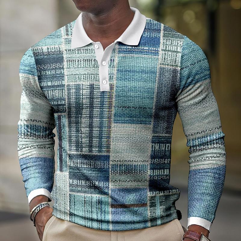 

Мужская мода с длинным рукавом 3D цифровой принт спортивная рубашка-поло для гольфа мужская деловая повседневная рубашка верх 3XL