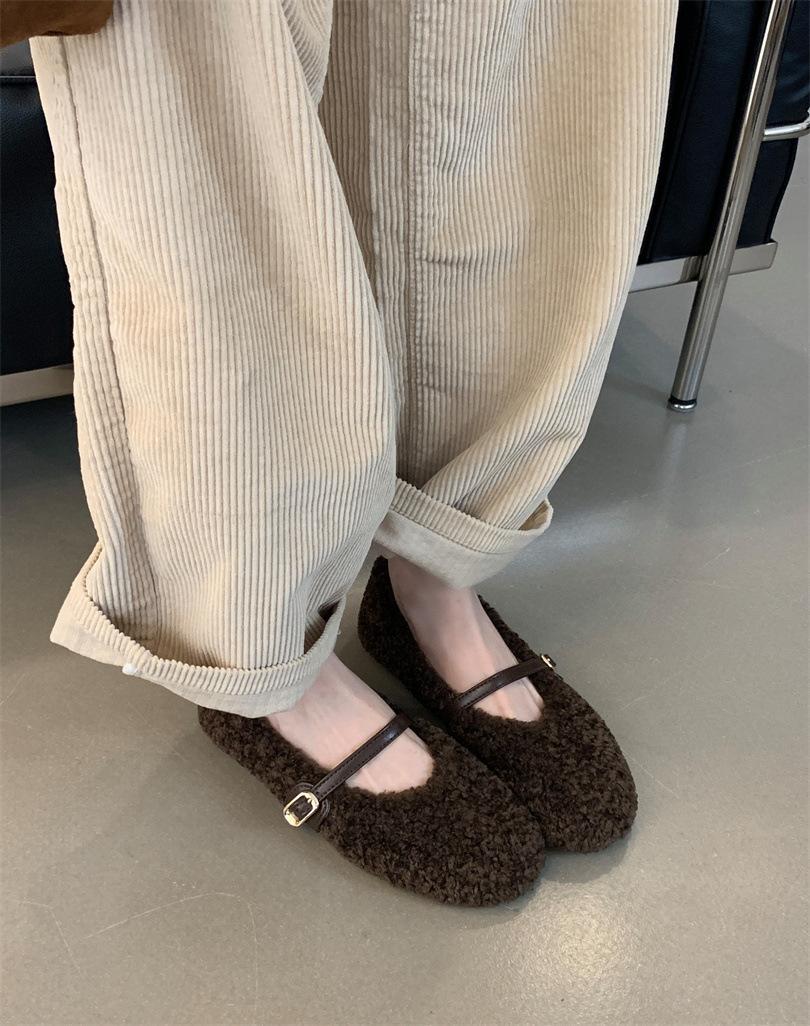 

Inner 3cm Mary Jane Mao Mao shoes women s shoes 2025 new autumn and winter gentle word with Doudou shoes 39 коричневий