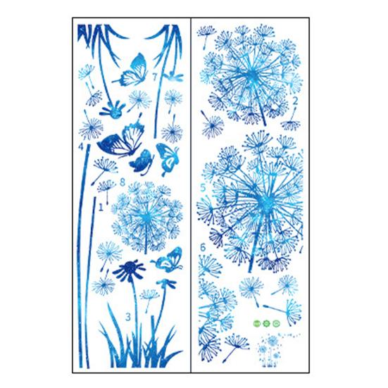 2 Sheets Dandelion Wildflower Wall Decals Peel And Stick Floral Butterflies Wall Stickers