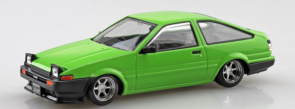 Aoshima Bunka Kyozaisha Raku Plastic Snap Kit Toyota Sprinter Trueno Custom Green Plastic Model 1/32 No.11CU-GN Color-coded (Car)