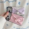 Kawaii Floral Bow Phone Case For iPhone 17 Pro 16 15 14 Pro Max with Heart Pendant Leather Shockproof 16 17 15pro Protective Cov