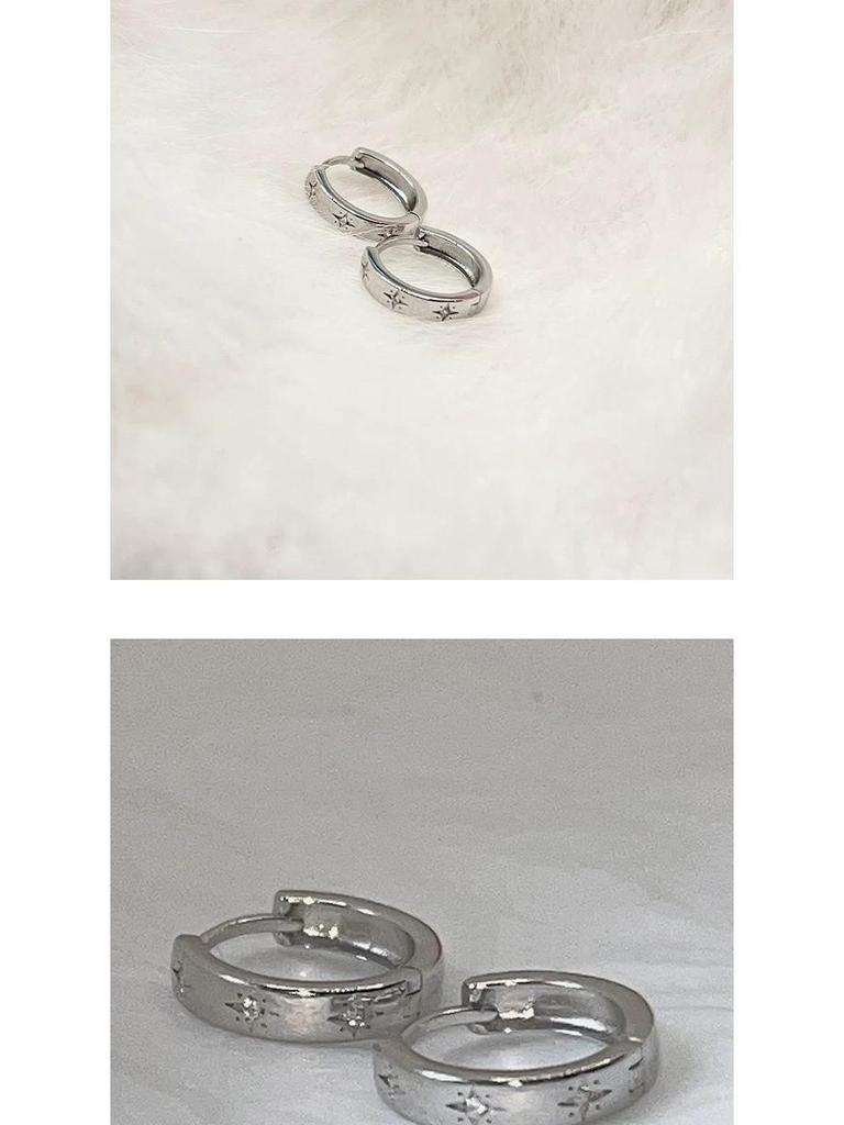 925 Sterlingsilber Achtzackiger Stern Zirkon Ohrklemmen - Retro-Design mit Einzigartiger Textur und Modischem Temperament