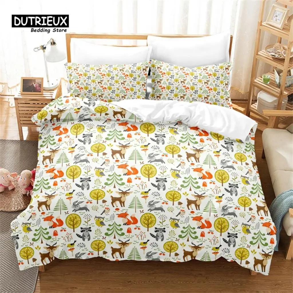 Einfaches Cartoon-Muster Bettbezug-Set, Kunst Bettwäsche-Set, Weicher Bequemer Atmungsaktiver Bettbezug, Für Schlafzimmer Gästezimmer Deko