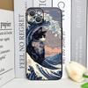 Japan The Great Wave of Kanagawa Cat Phone Case for IPhone 12 Mini 11 13 14 15 16 Pro X XS Max 7 8Plus SE2 Soft Cover Art Fundas
