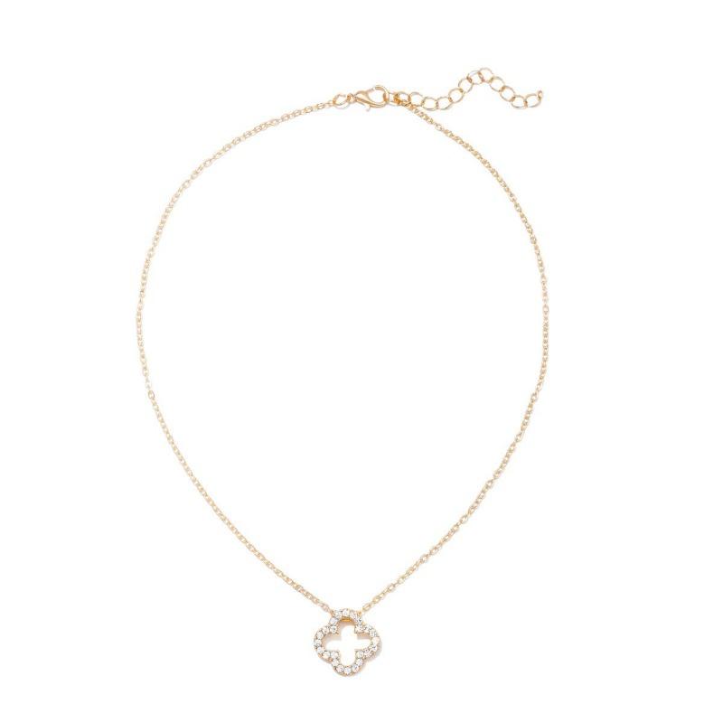 Four-leaf clover necklace, new alloy jewelry, niche high-end feeling, diamond-encrusted neck chain, pendant, female collarbone chain.