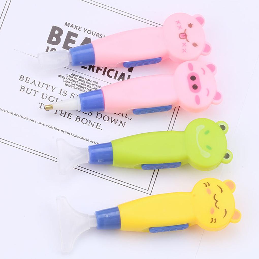 Crystal Painting Pen Portable Cute Animal Shape Kids Battery Powered Drawing Pencil Tool Accessories with Light