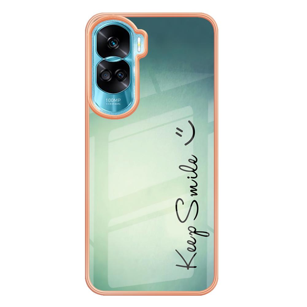 

YB IMD Series-19 Style D For Honor 90 Lite 5G Anti-scratch Electroplating 2.0mm TPU Phone Case IMD Pattern Cover Keep Smile