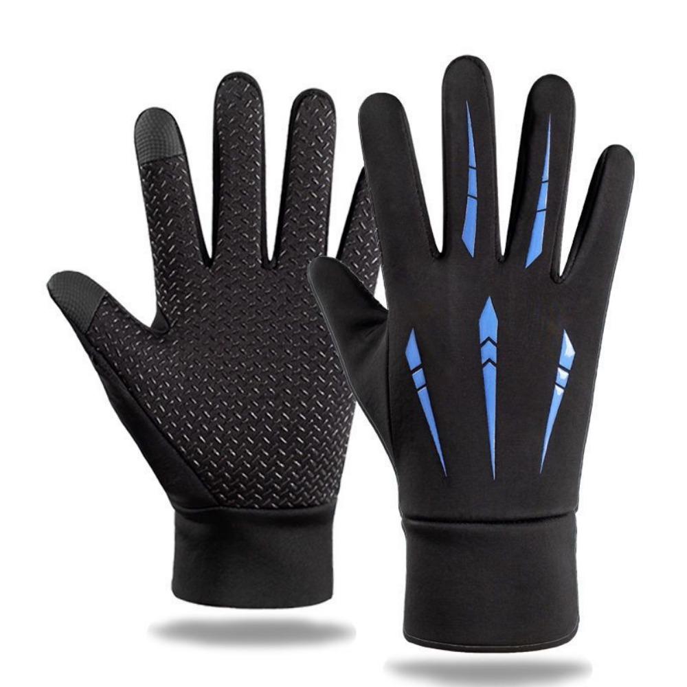 Autumn and Winter Men's Leather Gloves PU Touch Screen Waterproof, Windproof and Warm Adult Velvet Driving Full Finger Outdoor Riding