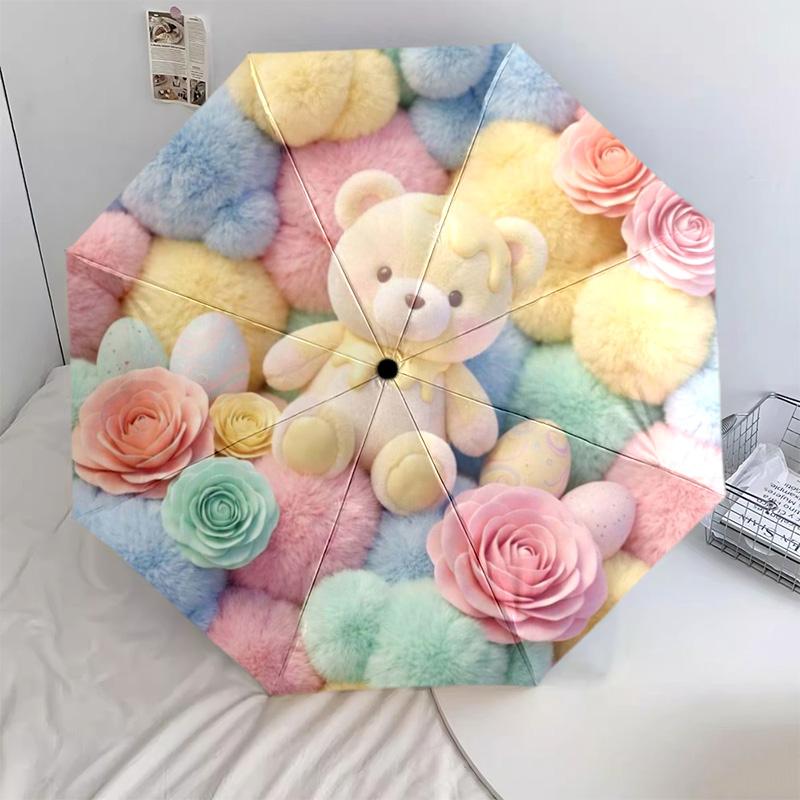 

1 шт. Автоматический складной зонт Butterbear - Мультяшный узор, Портативная и складная конструкция с 8 спицами, Подарки на Рождество и День рождения разноцветный