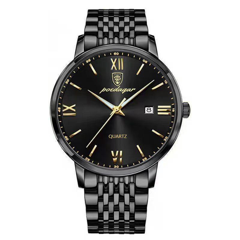 POEDAGAR Business Simple Men's Watch Stainless Steel Waterproof Date Men Watch High Quality Fashion Quartz Watches For Man Reloj