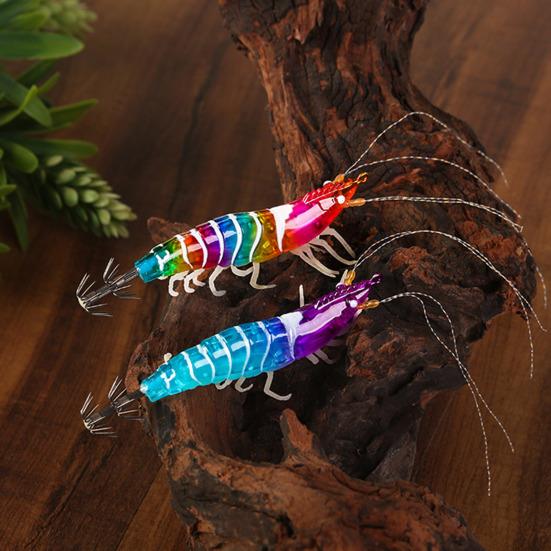 10.5CM/12G Luminous Shrimp Bait with Squid Jig Hook Realistic Bionic Artificial Lure Saltwater Freshwater Bass Walleye Trout Fishing Accessories