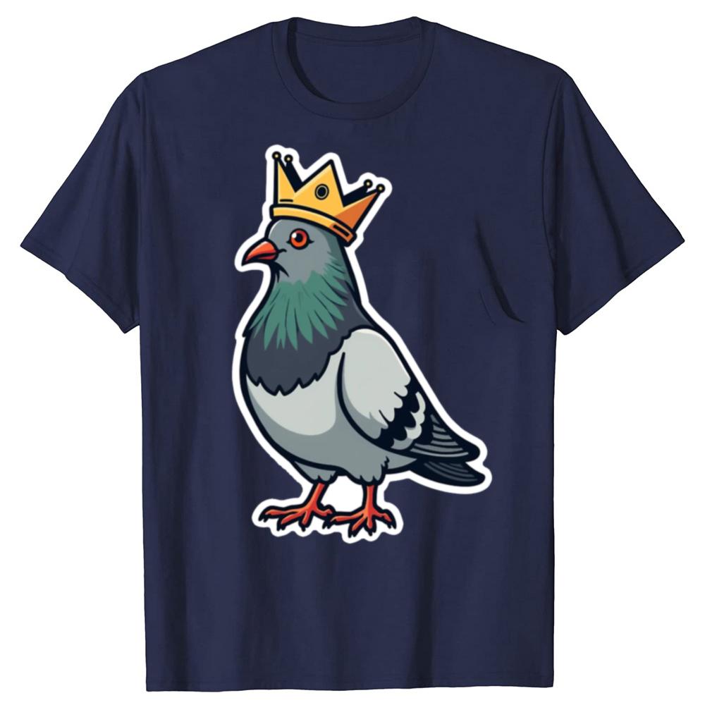 Funny Pigeon King Birds Graphic Tshirts Men Womens Fashion Casual Tshirt 100 Cotton Loose Oversized T Shirt