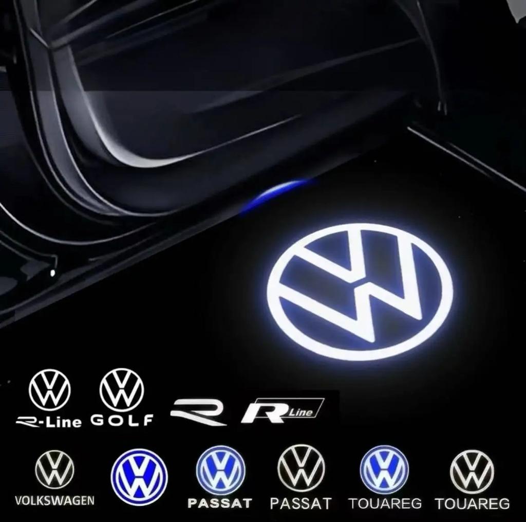 For VolkswagenMK6 2Pc Car LED Decorative Door Light Welcome Projector Lamp For Volkswagen Golf R VW GTI TSI TDI R32 Polo Scirocco Auto Accessories