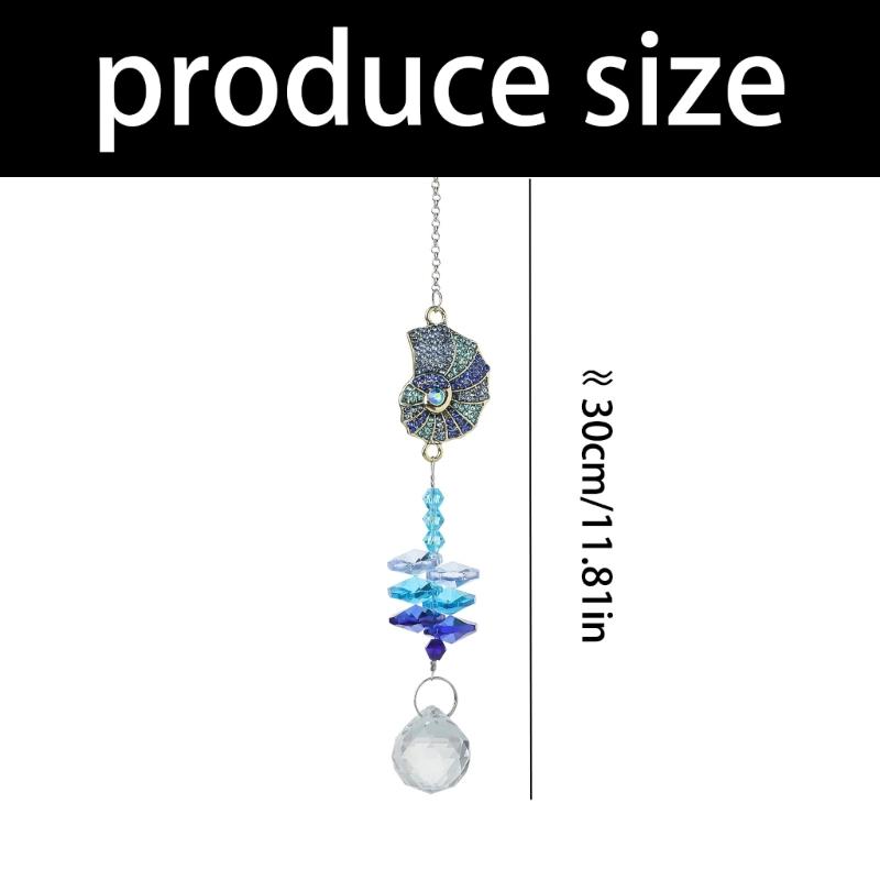 Ocean Theme Suncatchers with Conch Jellyfish Rhinestones Crystal Windchime for Garden Patios or Indoor Window Decors