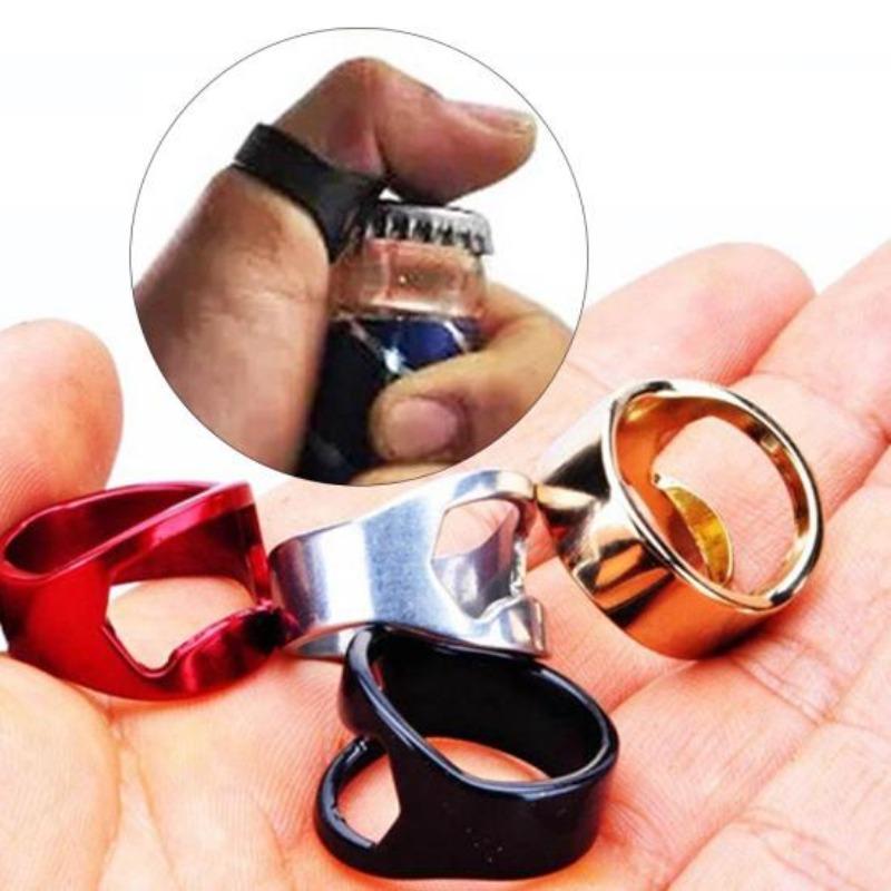 1Pc Home Beer Bottle Bar Stainless Steel Thumb Opener Finger Ring Waiter