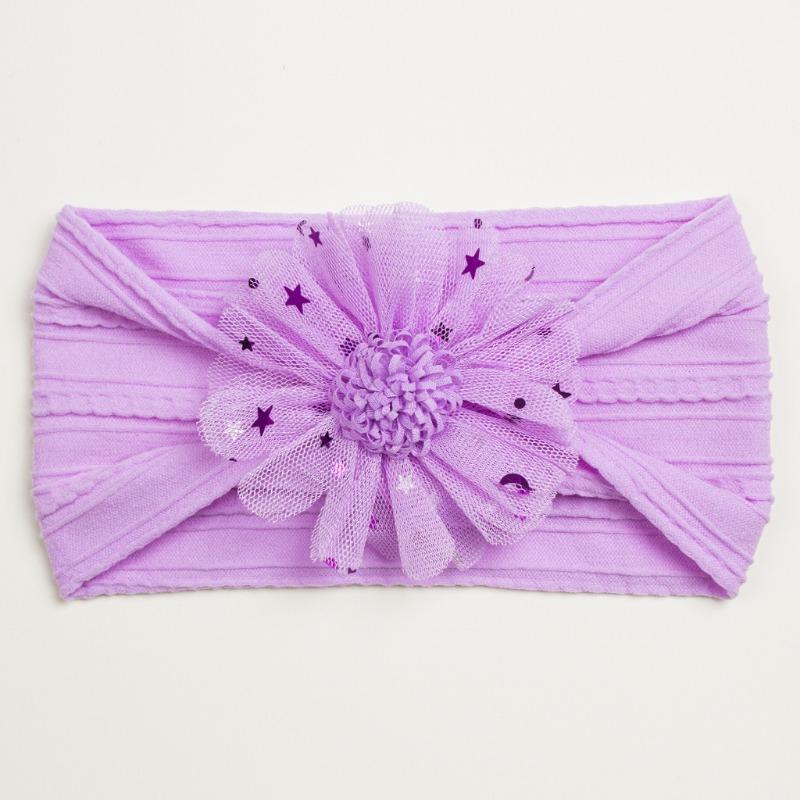 Summer New Girls' Hair Accessories, Baby Candy Color Flower Seamless Wide Headscarf, Baby Nylon Headband