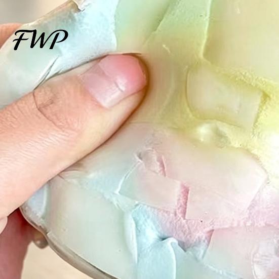 Soft Stress Ball Wax Cracking Squeeze Toy, Rainbow Gradient Fidget Relief Toy Crispy with Protective Cover, Party Favors Adult Reliever
