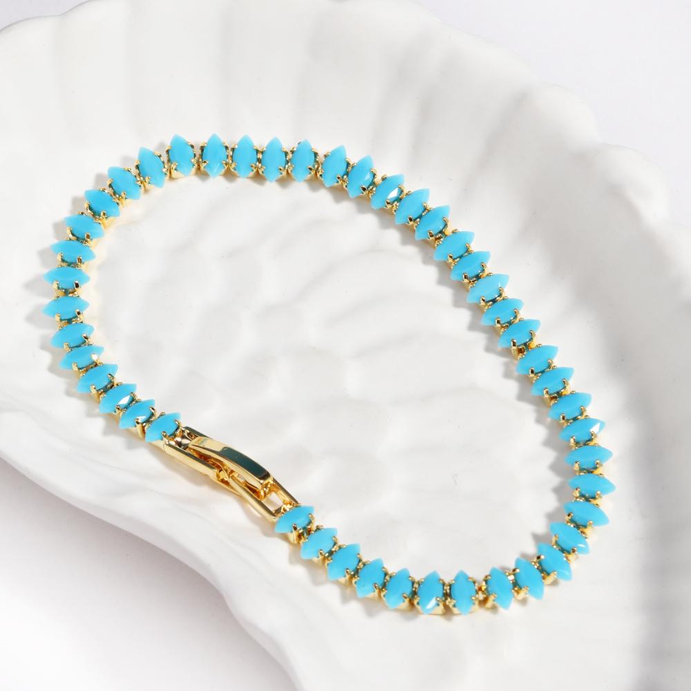 10 Colors Luxury CZ Tennis Cubic Zirconia Gold Silver Color Iced Out Chain Bracelet Bling Jewelry for Women Party Gift