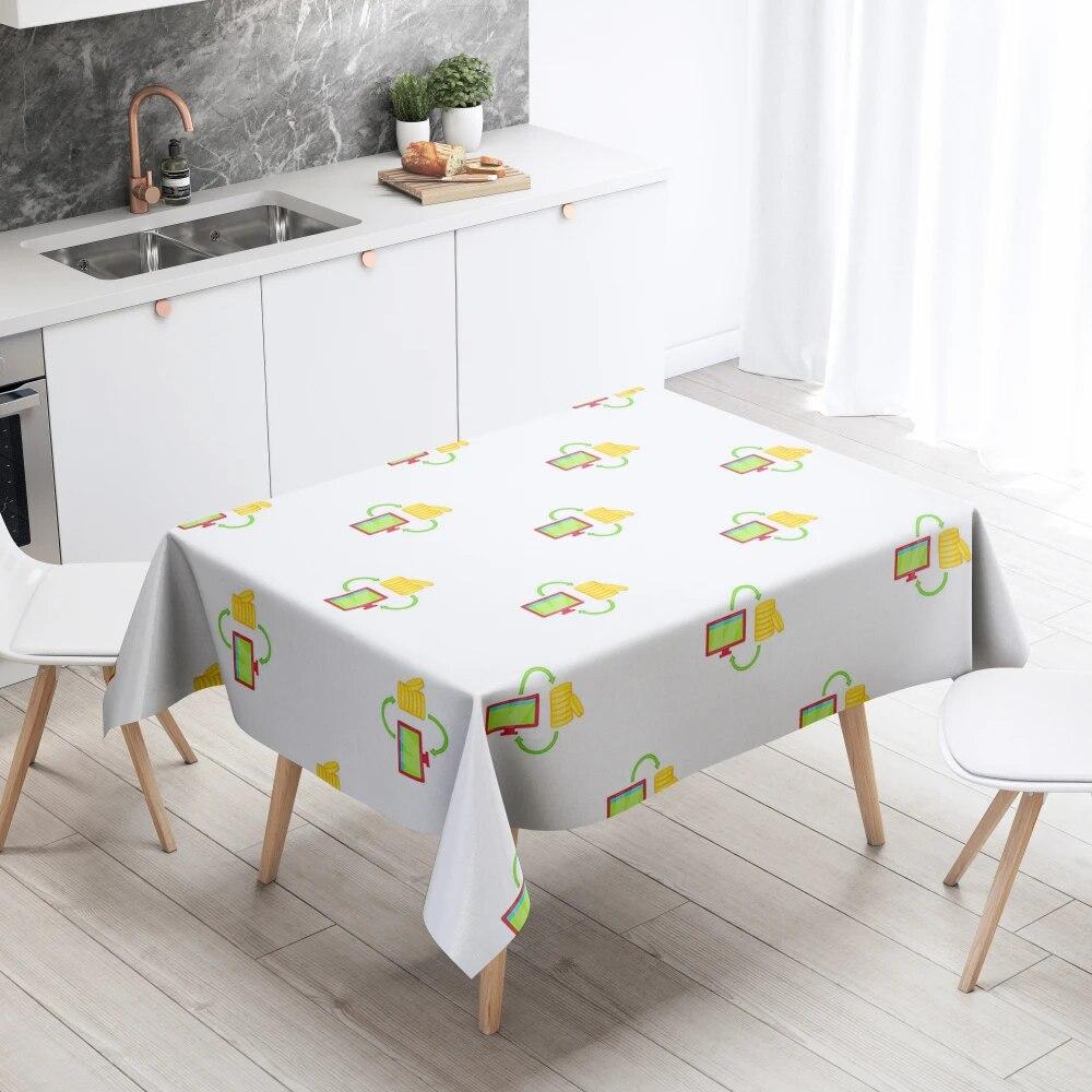 Cartoon Tablecloth Home Decor Stain Resistant Waterproof Table Decoration Rectangular Kitchen Fireplace Countertop
