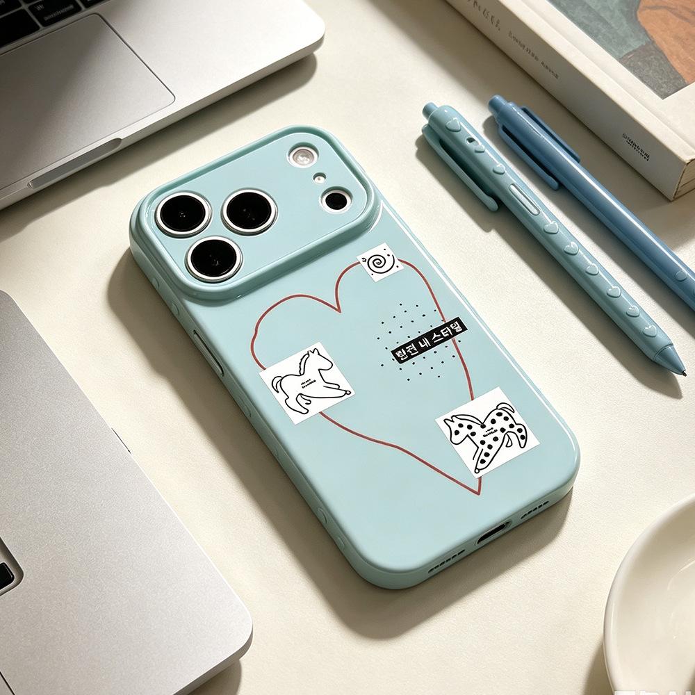 Hand-painted Love Applies To Apple 15 Mobile Phone Case 17PM Protective Case 17/16PRO New Niche iPhone Anti-drop