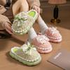 Sweet Bow Cotton Slippers Autumn and Winter Indoor Home Dormitory Plus Plush Thick-soled Thermal Shoes
