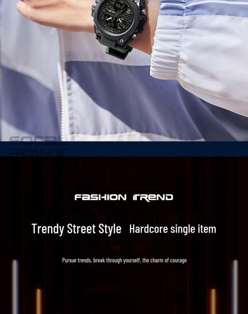 Men's Korean Style Multifunctional Outdoor Sports Luminous Dual Display Electronic Watch