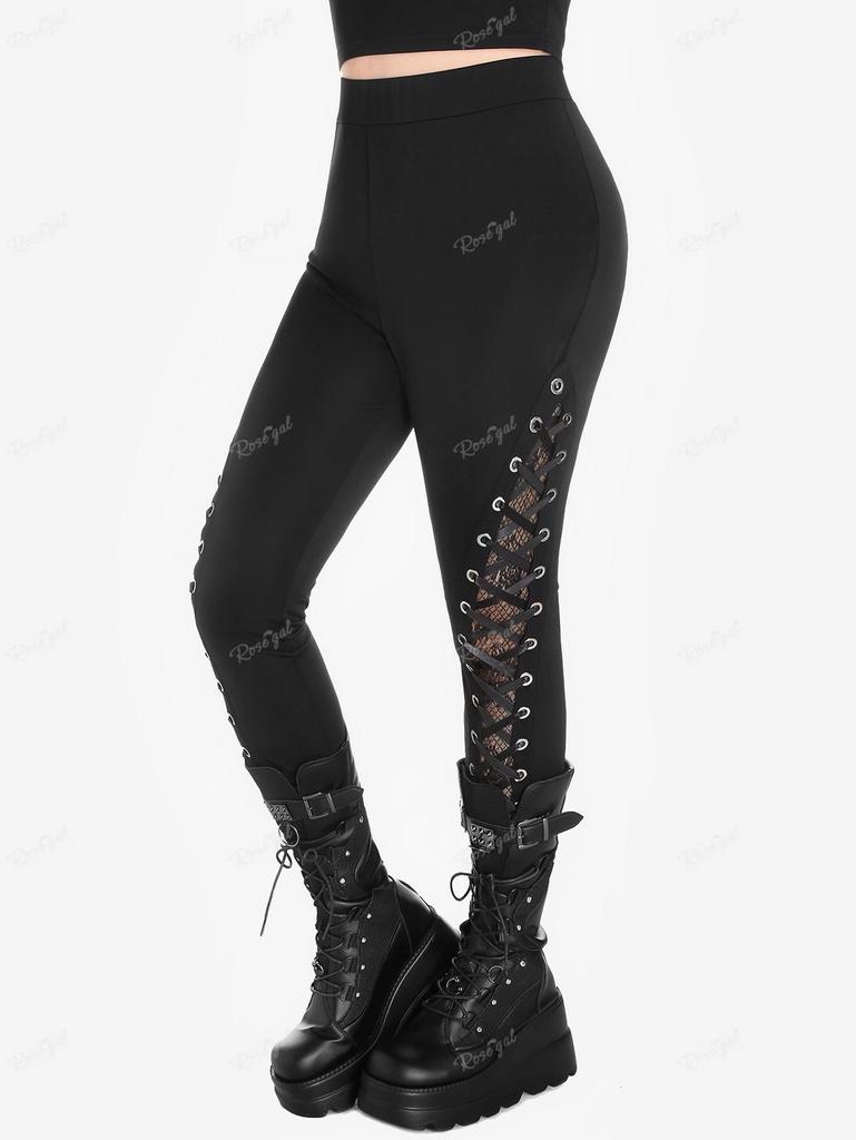 Rosegal Gotické krajkové panely Šněrovací úzké kalhoty přes hlavu